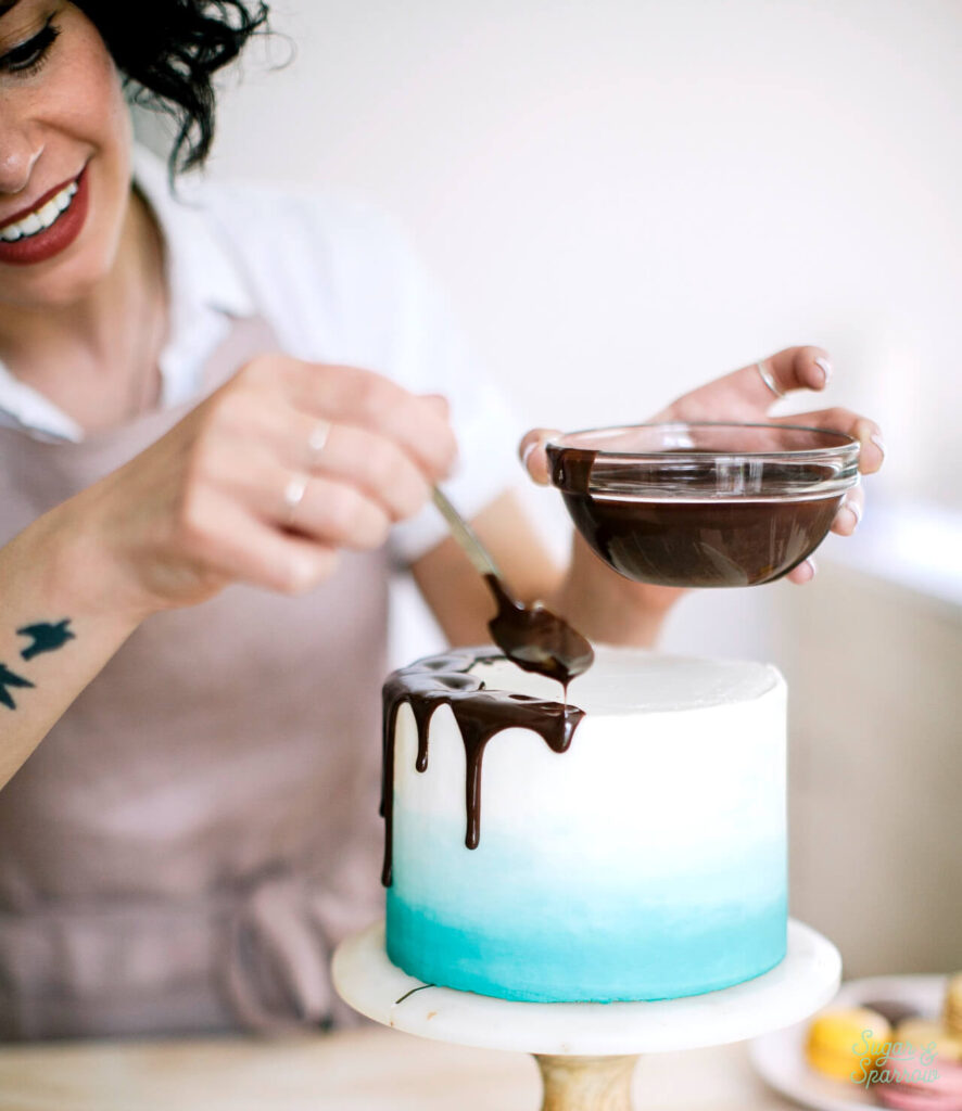 how to drip a cake with chocolate ganache