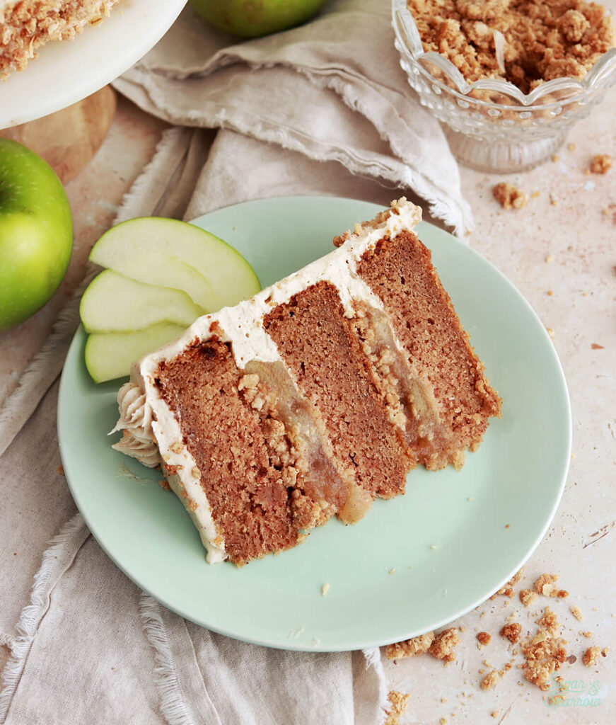 apple spice cake with apple pie filling and cinnamon buttercream