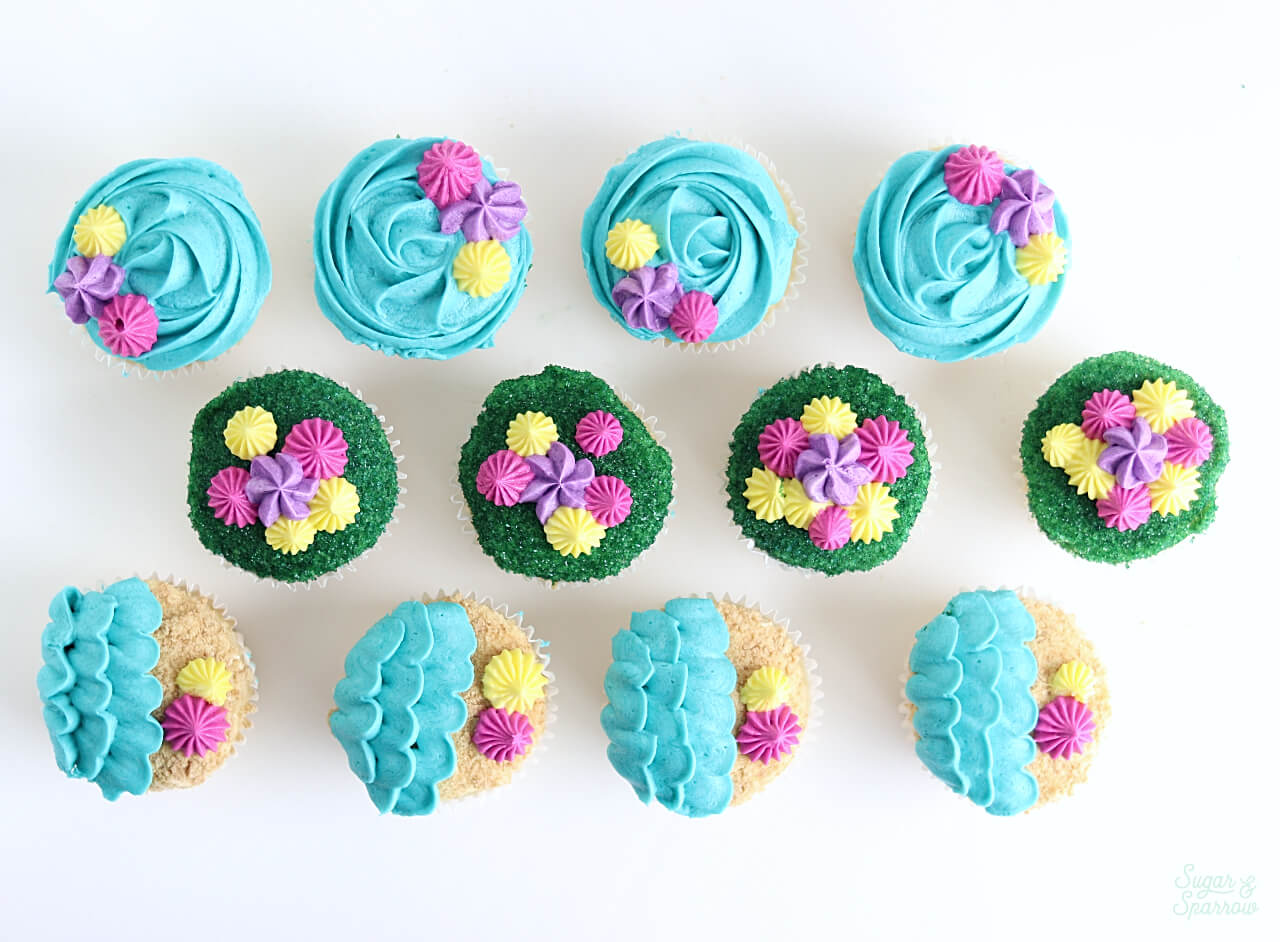 beach party cupcakes