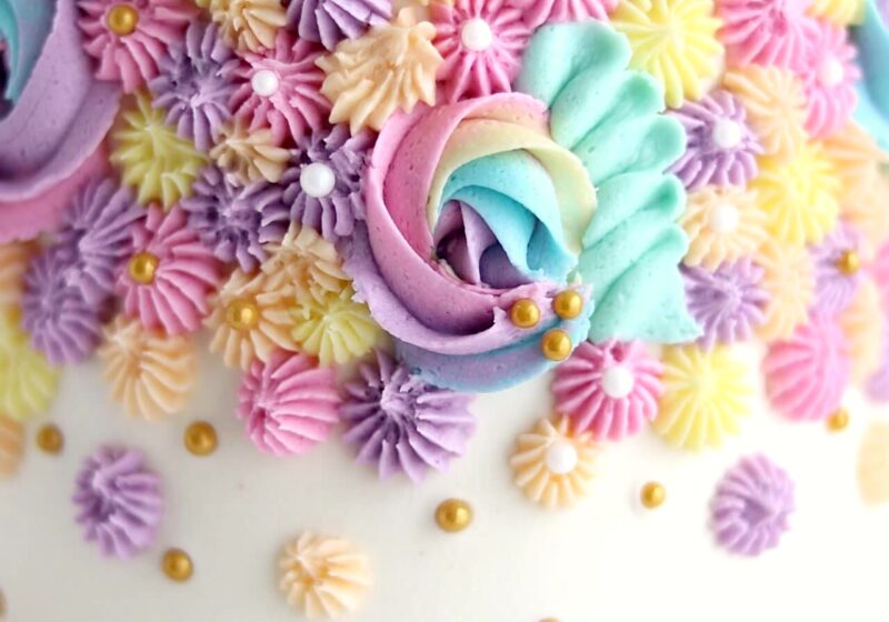 pastel rainbow birthday cake