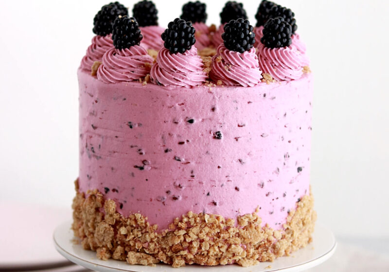 blackberry crisp layer cake recipe by sugar and sparrow