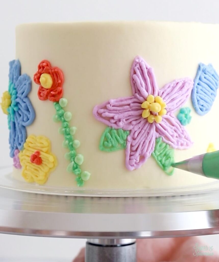 buttercream floral embroidery cake tutorial