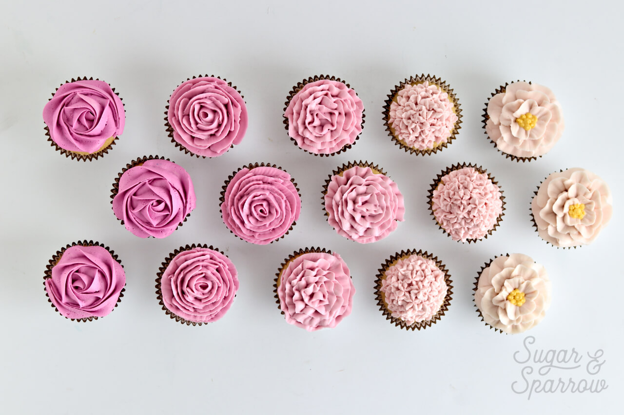 buttercream flower cupcakes by Sugar and Sparrow