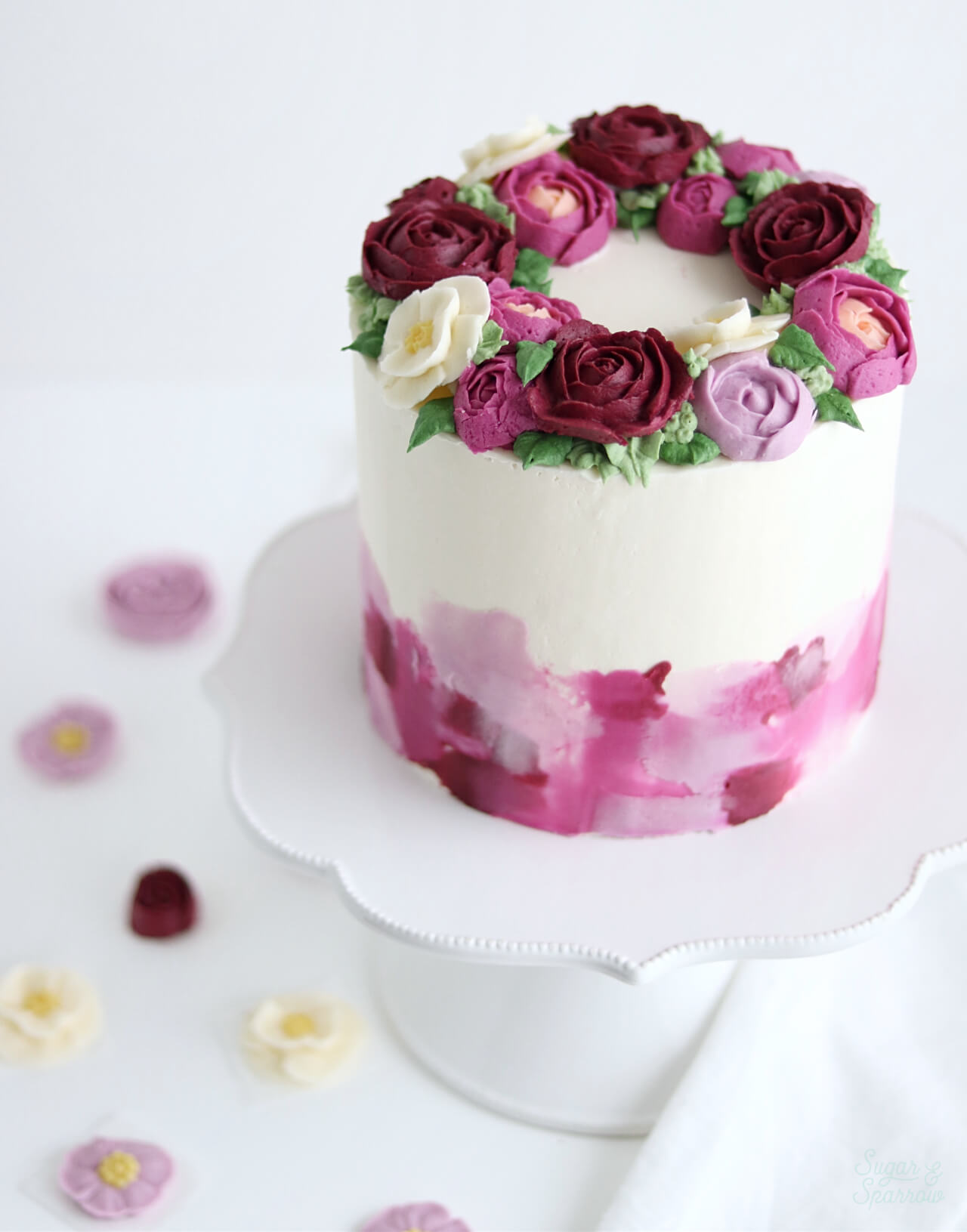 buttercream flower cake by sugar and sparrow