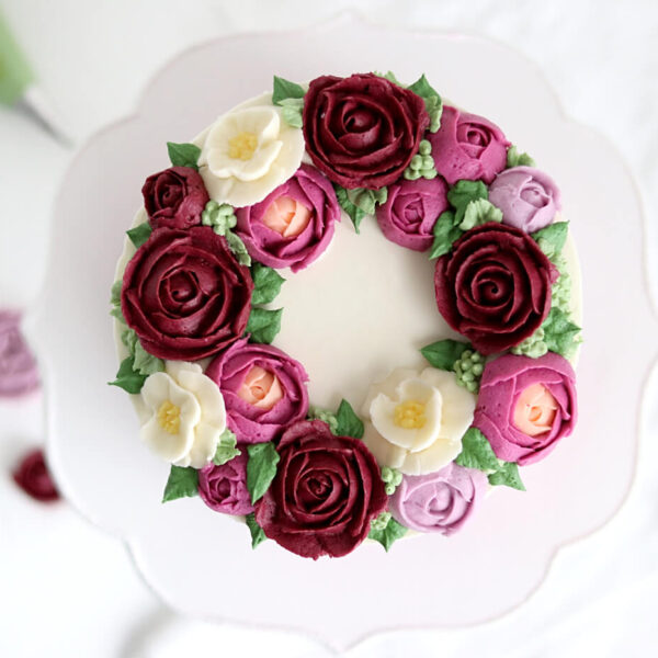 buttercream flower wreath cake