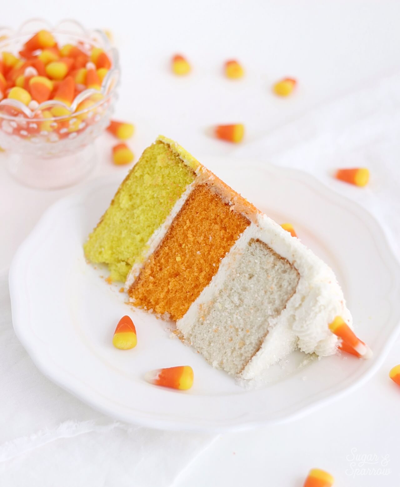 candy corn colored cake layers