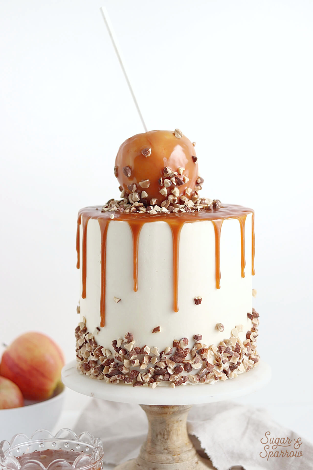 salted caramel apple cake by sugar and sparrow