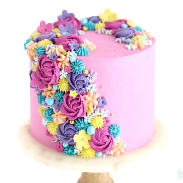 cascading floral cake tutorial by sugar and sparrow