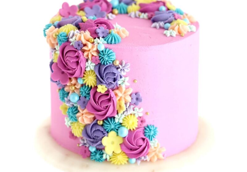 cascading floral cake tutorial by sugar and sparrow