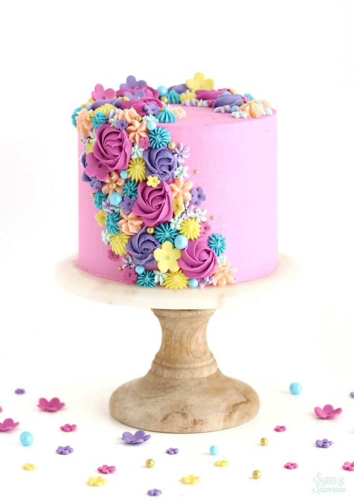 spring floral cake by sugar and sparrow