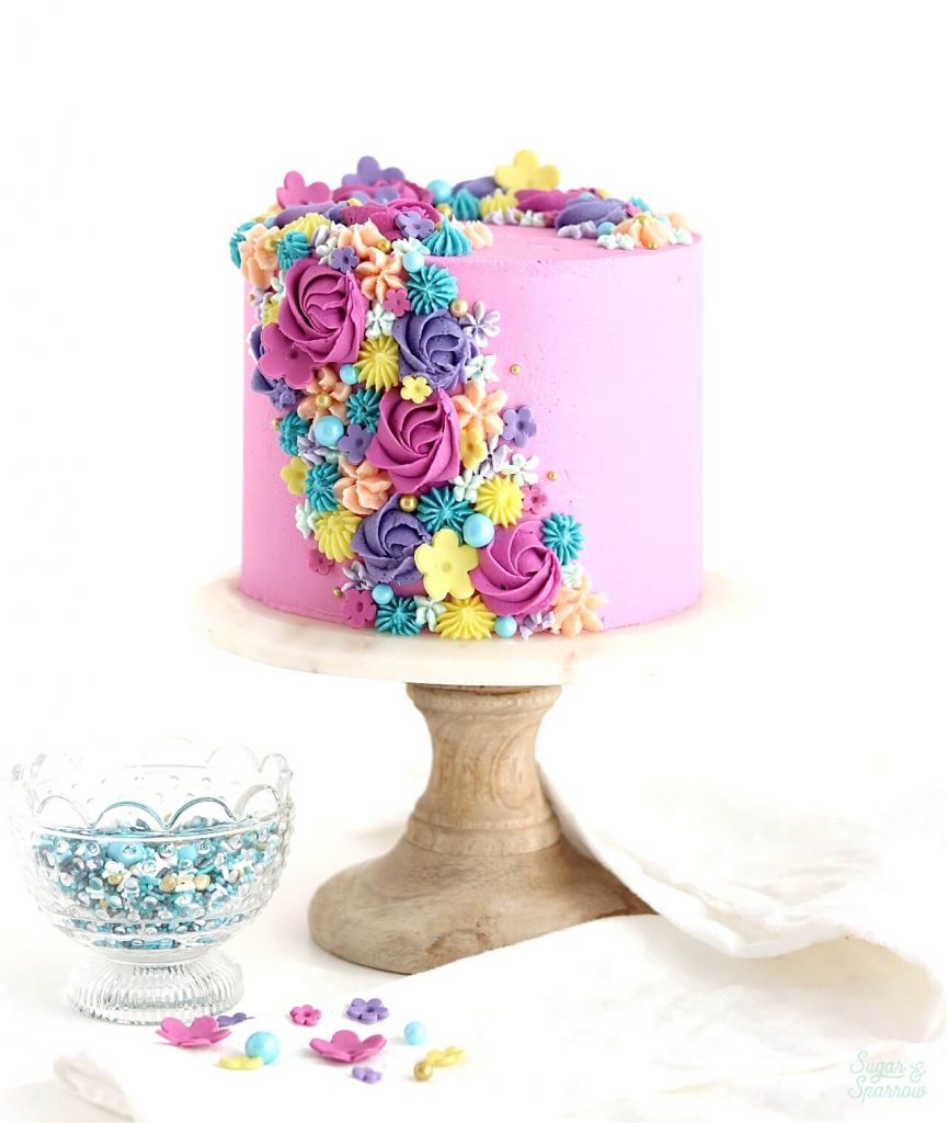 buttercream flowers cake tutorial