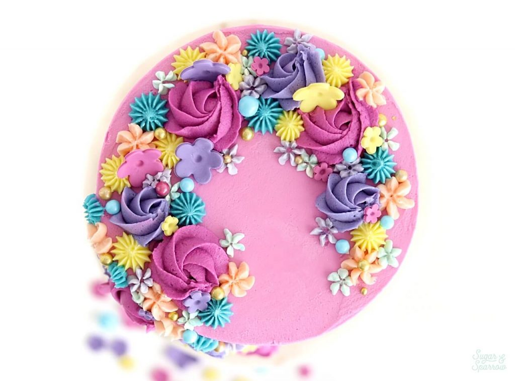 cake with flowers by sugar and sparrow