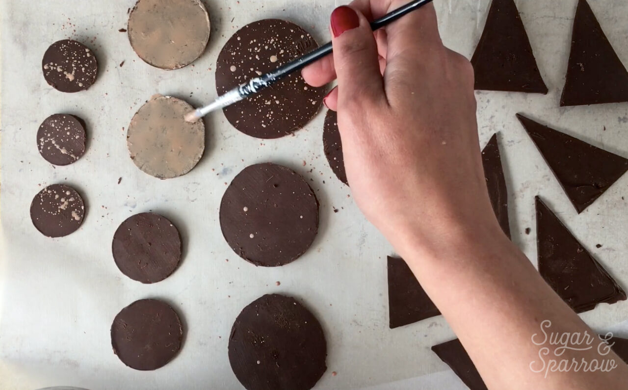 decorating chocolate with metallic Edible Art Paint