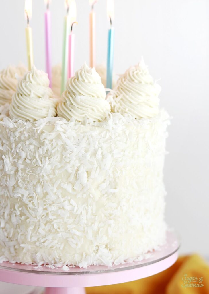 coconut cake recipe by sugar and sparrow