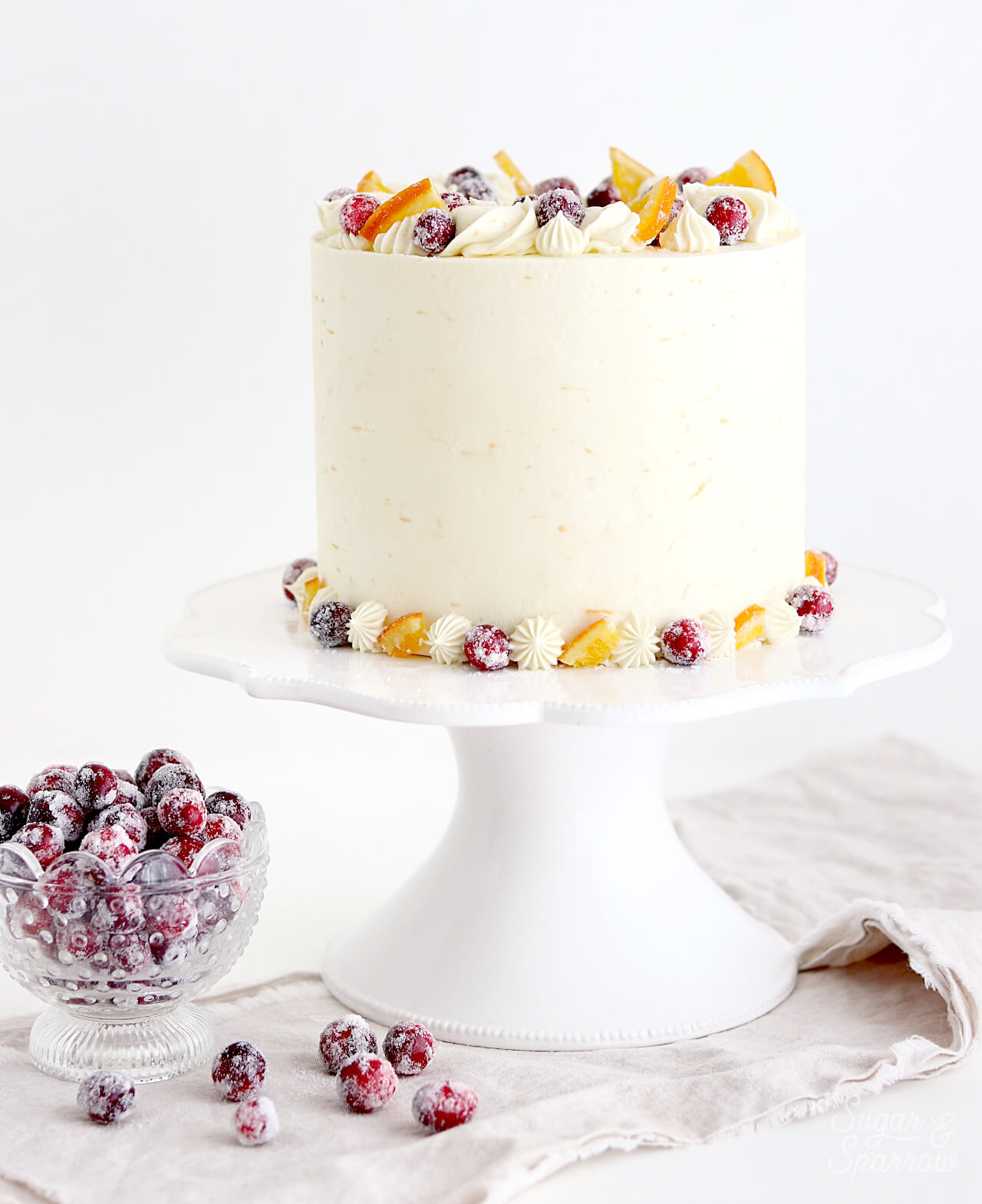 cranberry orange cake recipe with sugared cranberries