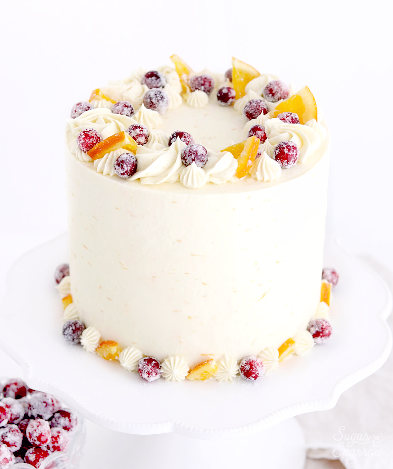 cranberry orange cake recipe by sugar and sparrow