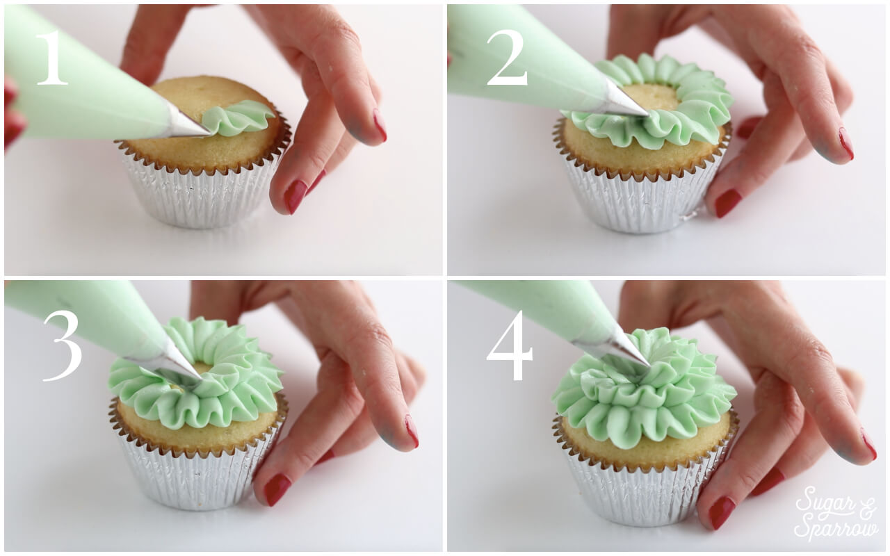 how to pipe ruffles on cupcakes