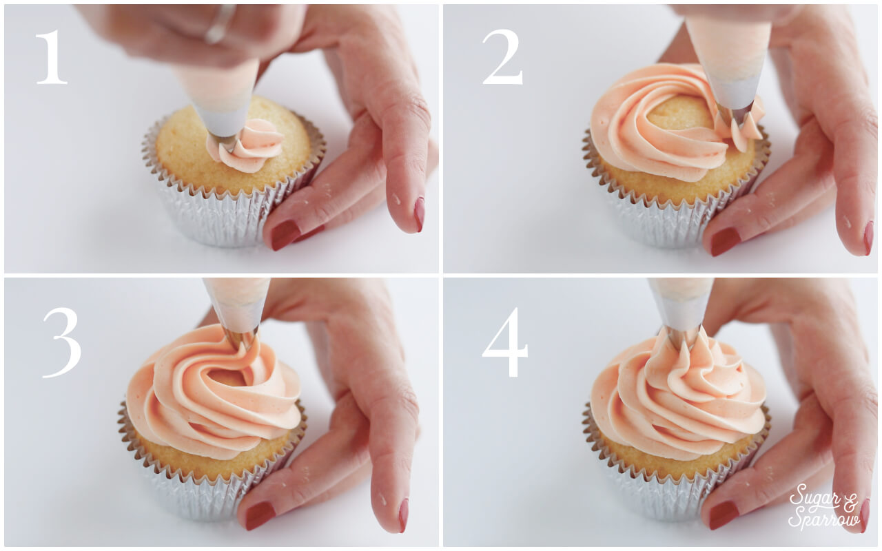 how to pipe a swirl on cupcakes