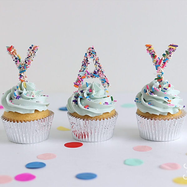 gumpaste letter cupcake toppers