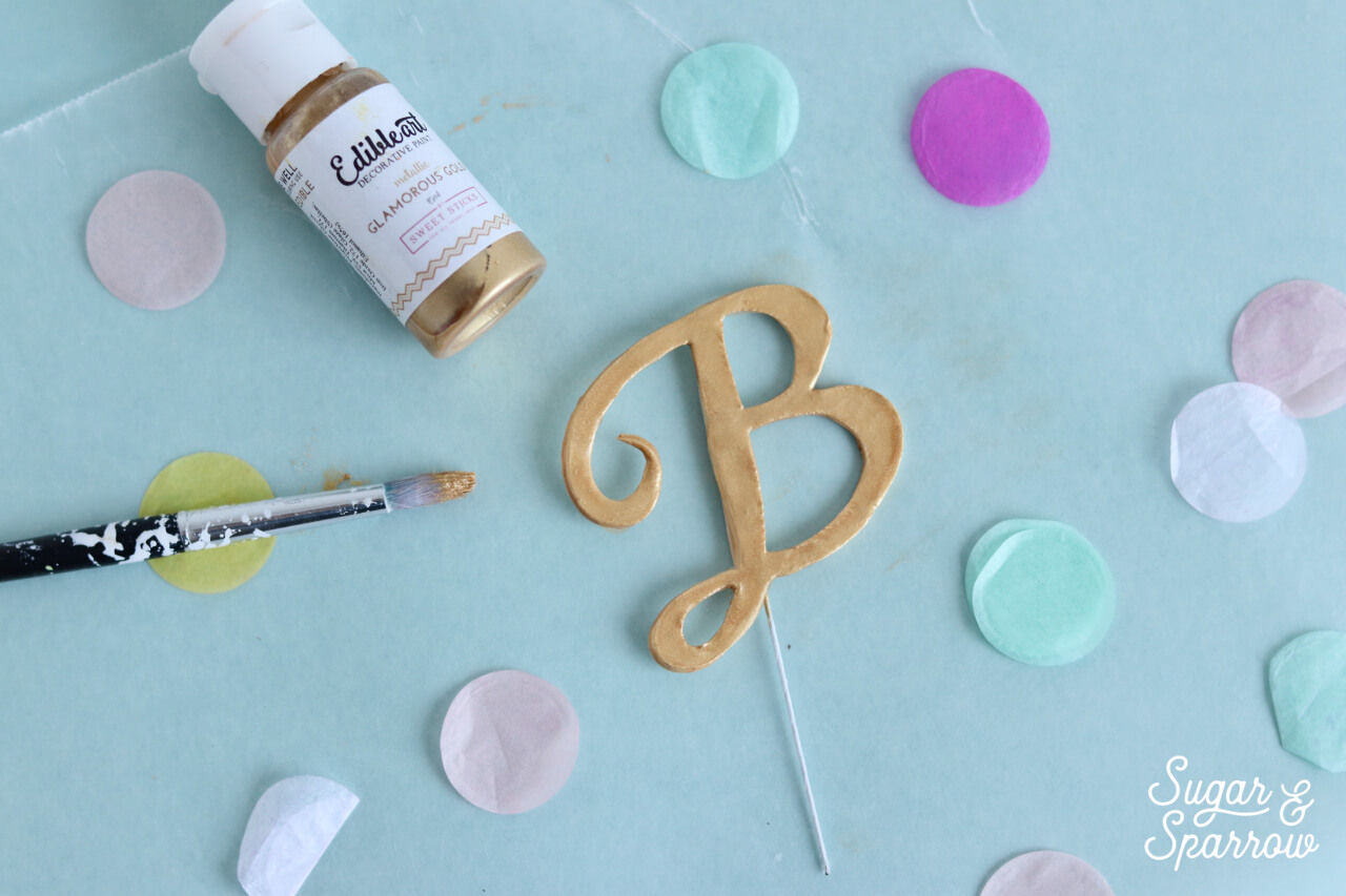 metallic letter cupcake topper DIY