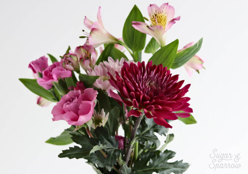 fresh flowers on cake