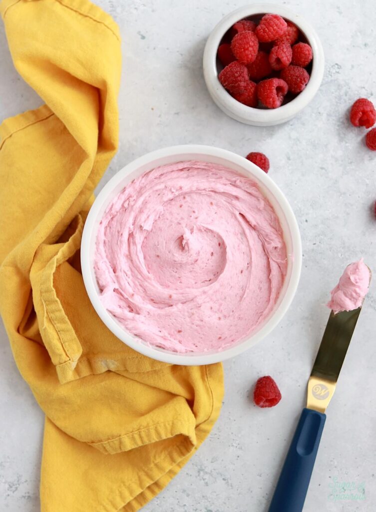 raspberry buttercream recipe with fresh raspberries or frozen raspberries