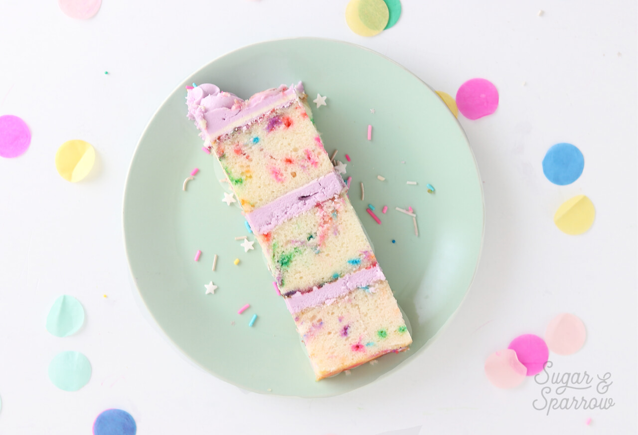 funfetti cake from scratch by sugar and sparrow