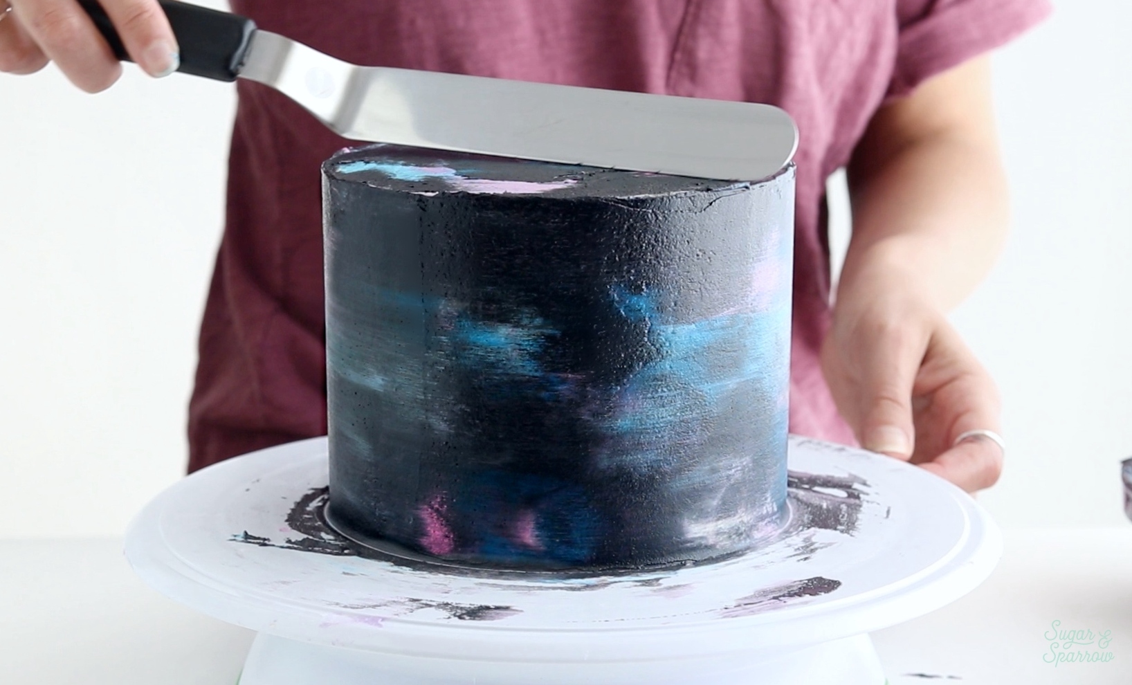 how to frost a galaxy cake