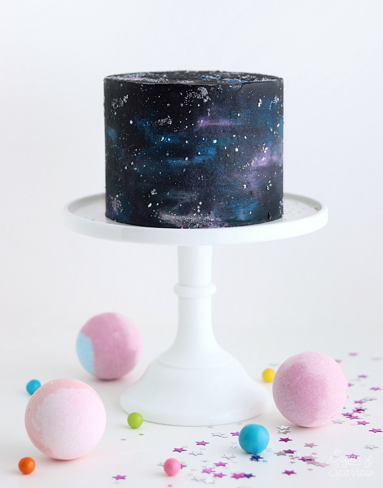 galaxy cake with stars