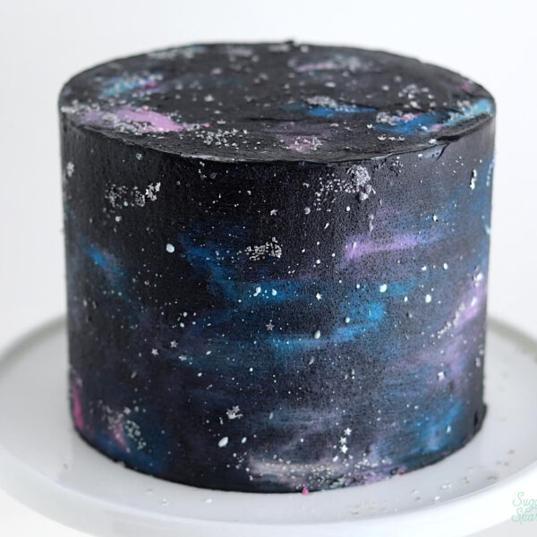 galaxy cake by sugar and sparrow