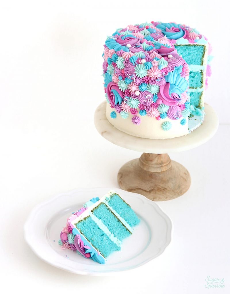 gender reveal cake by sugar and sparrow