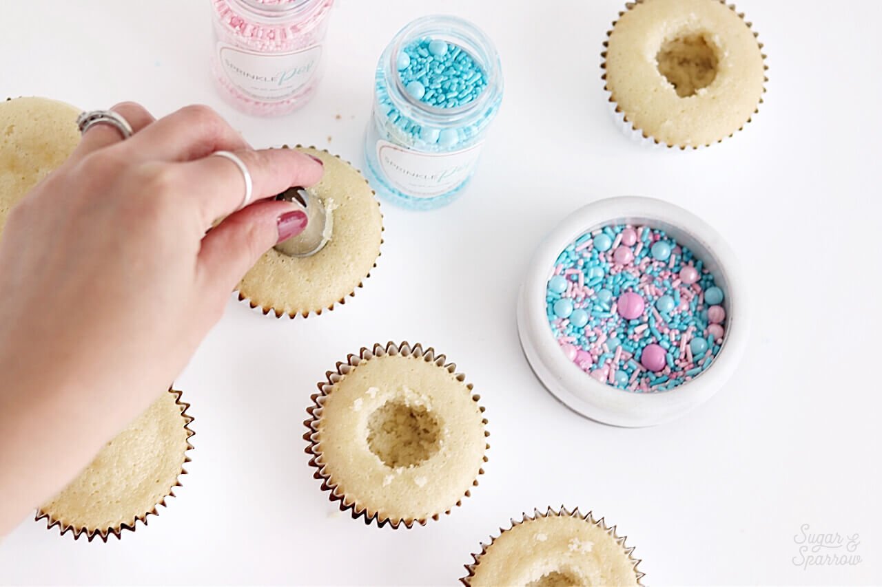 how to fill cupcakes with sprinkles