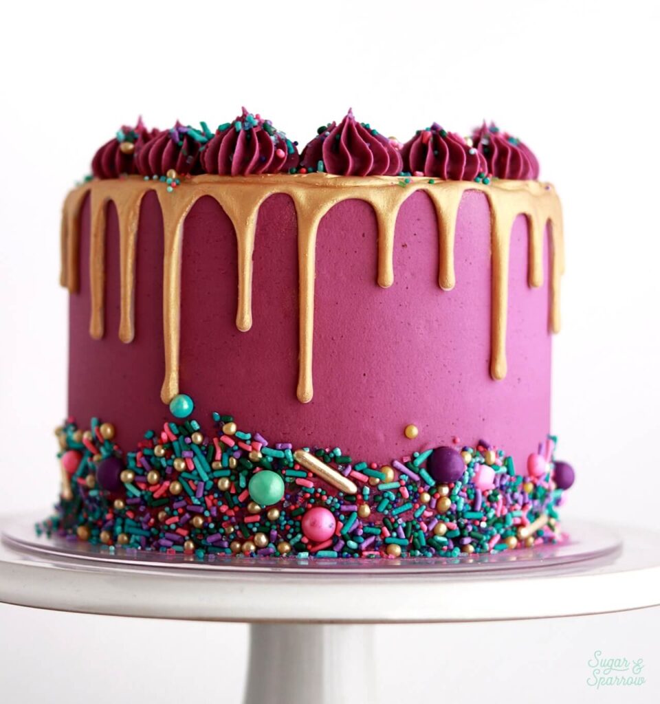 gold drip cake tutorial