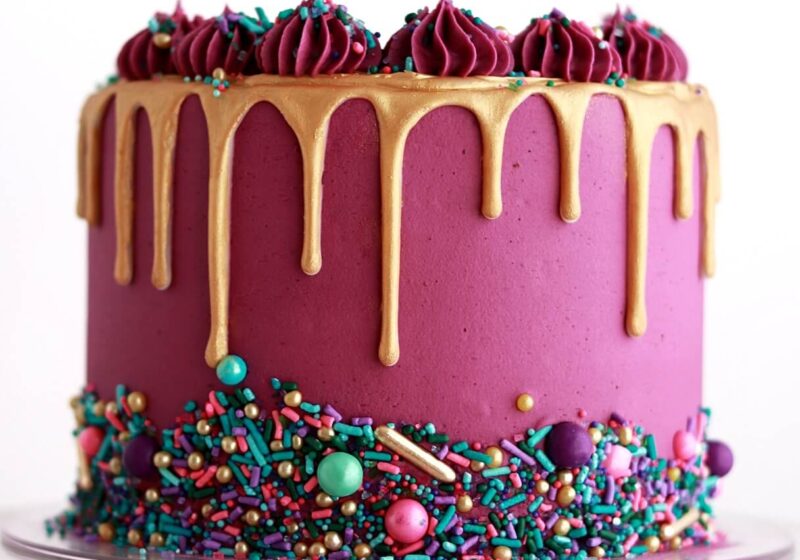 gold drip cake tutorial