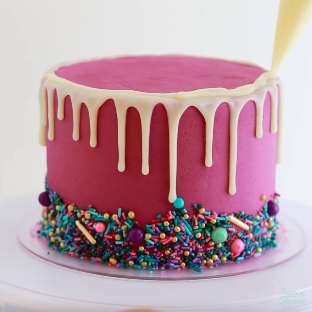 white chocolate ganache drip cake tutorial