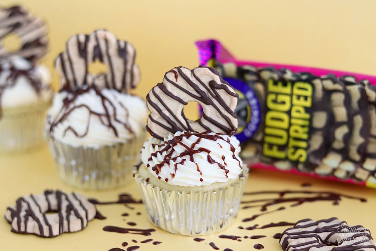 Fudge stripe cookie cupcakes