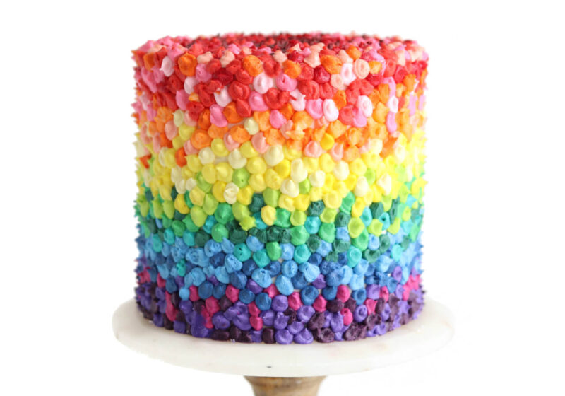 rainbow cake by sugar and sparrow