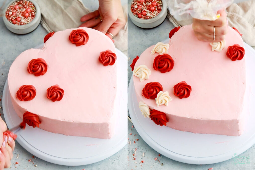 how to decorate a heart cake