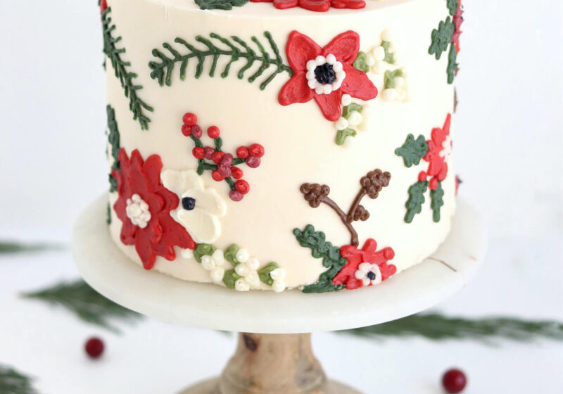 christmas floral cake tutorial