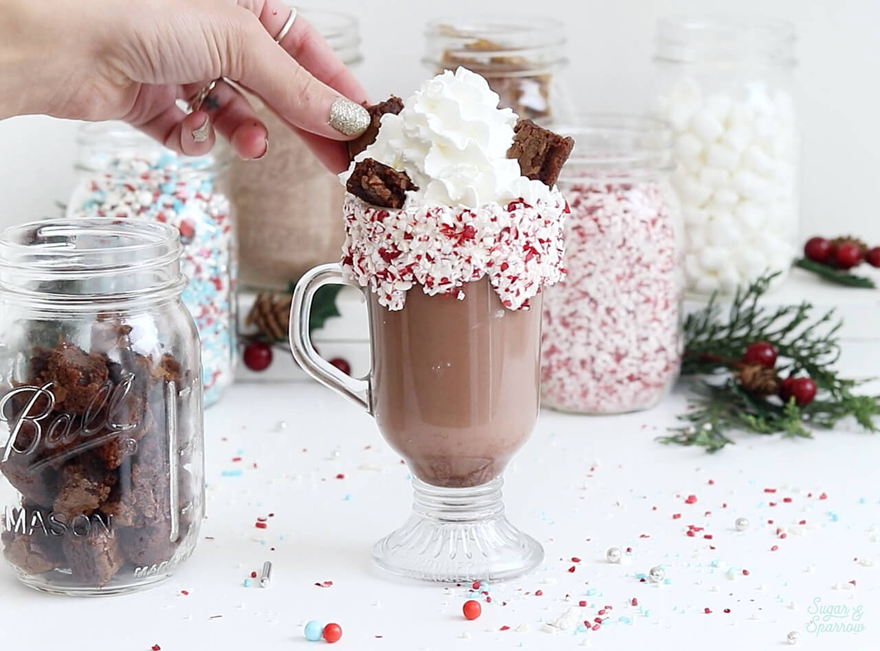 brownie topped hot cocoa