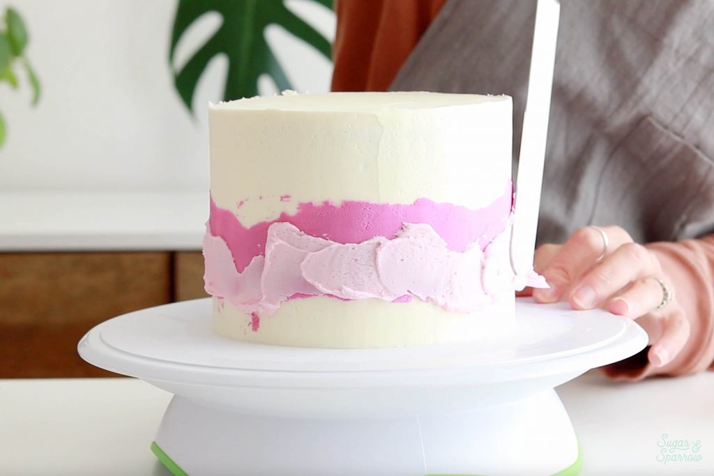 buttercream layer ombre cake tutorial