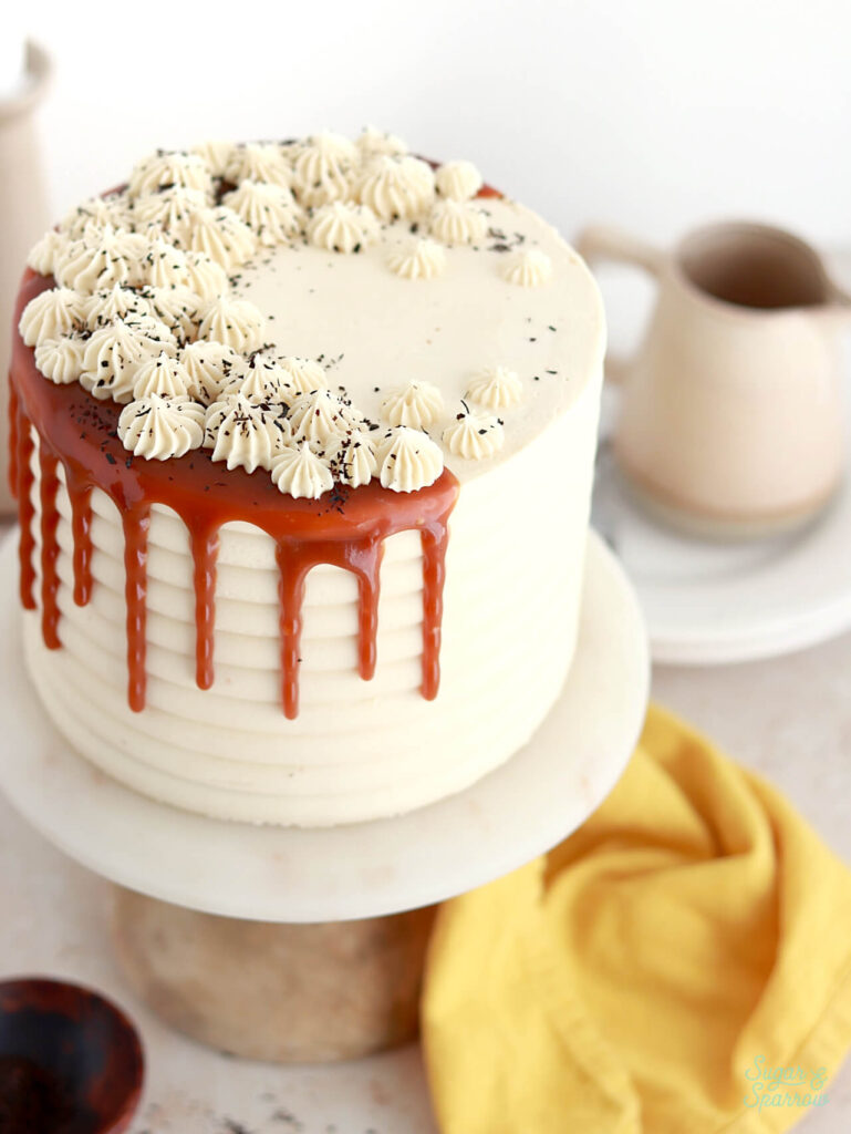 Earl Grey Cake Recipe with Salted Caramel Drip