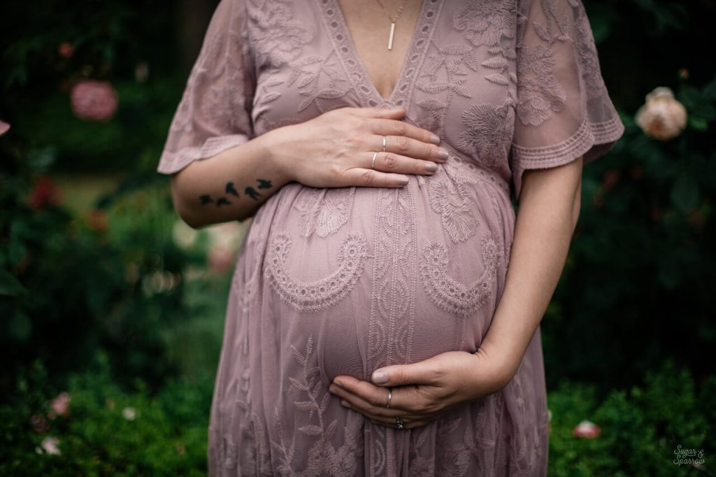 pinkblush maternity mauve lace gown