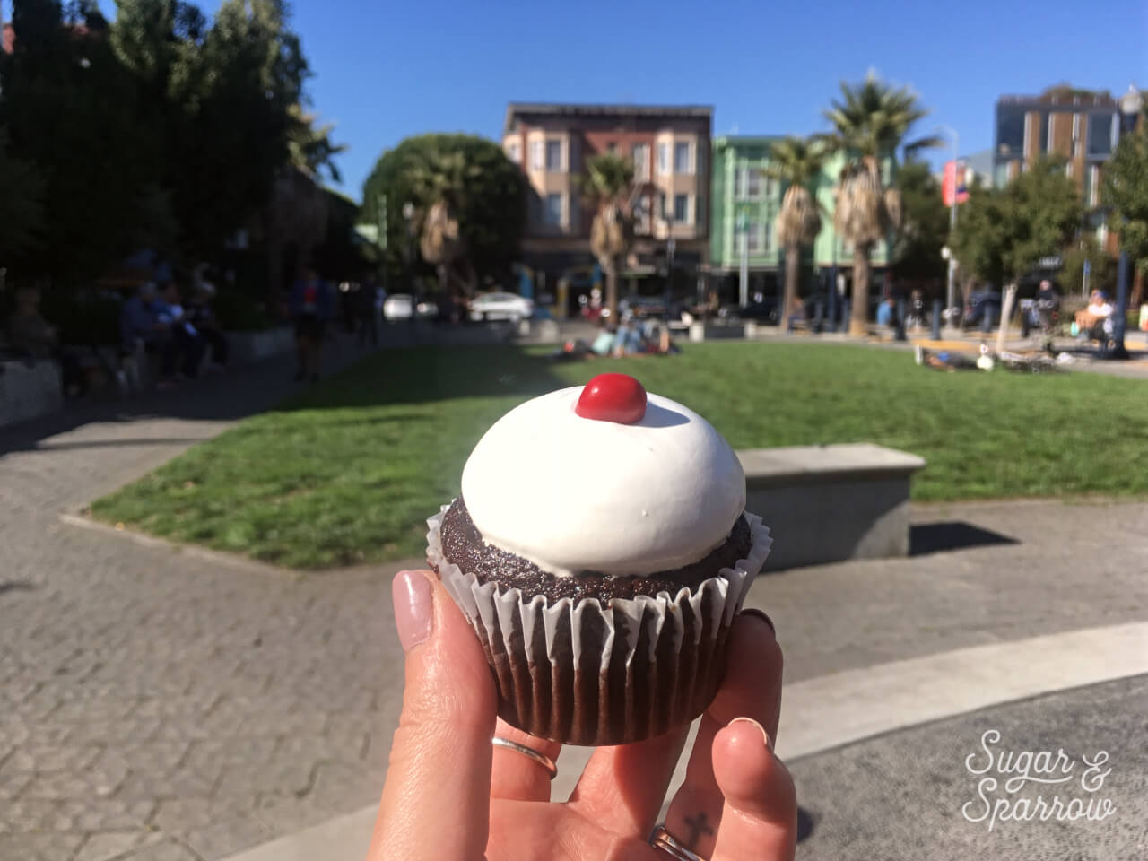 chocolate cupcake with italian meringue from Miette