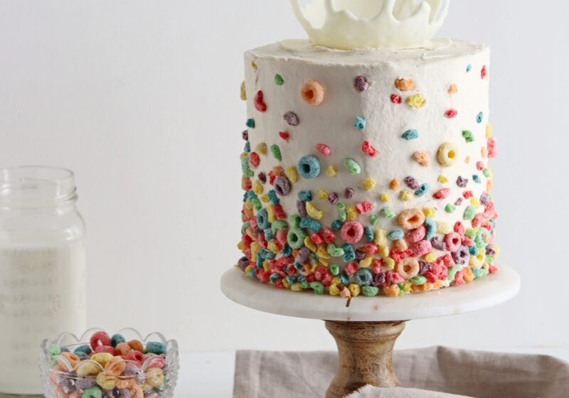 milk and cereal cake by sugar and sparrow