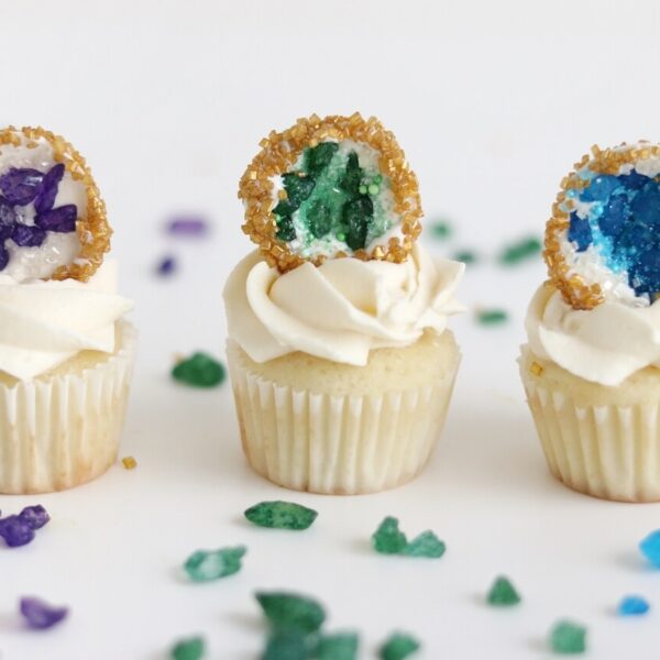 geode cupcake toppers by sugar and sparrow