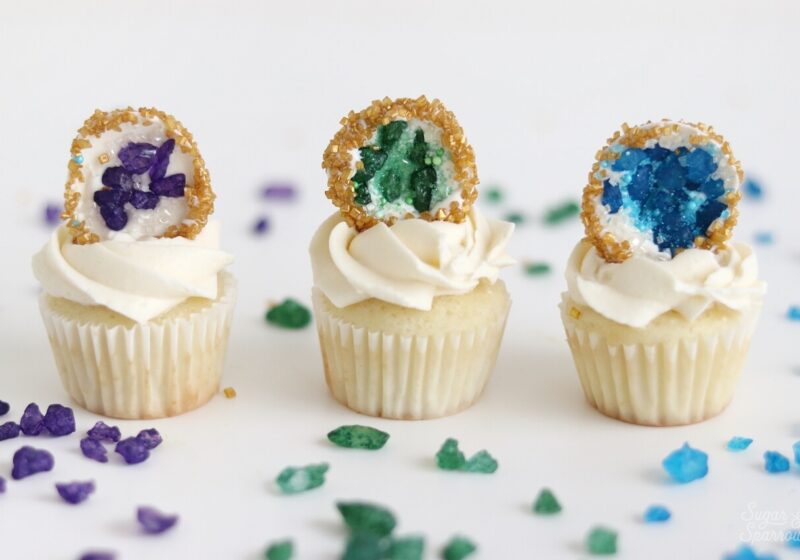 geode cupcake toppers by sugar and sparrow