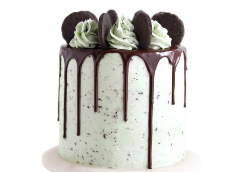 mint chocolate chip cake by sugar and sparrow