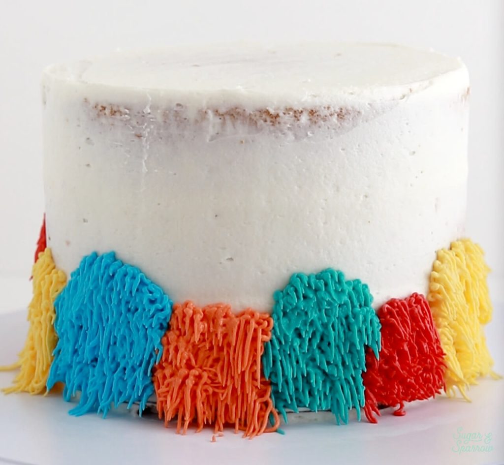 color block shag cake with buttercream