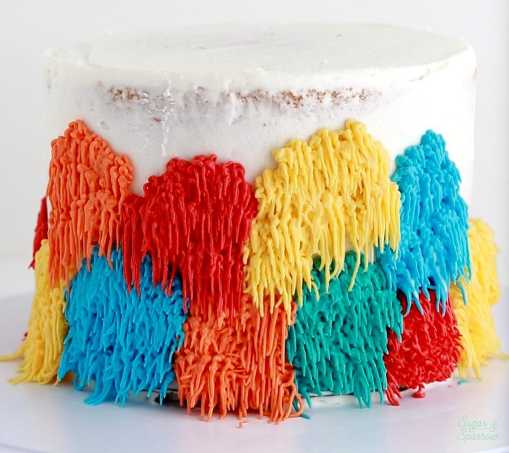 colorful buttercream shag cake tutorial
